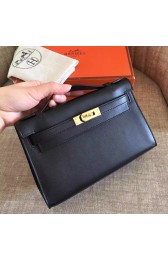 Best Luxury Hermes Black Swift Kelly Pochette Handmade Bag HJ00423