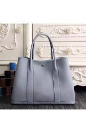 Best Quality Fake Hermes Small Garden Party 30cm Tote In Lin Blue Leather Replica HJ00943