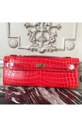 Cheap Fake Hermes Cherry Crocodile Kelly Cut Clutch Bag HJ00626