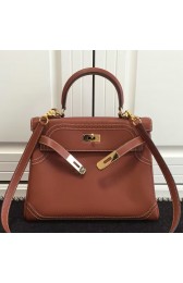 Copy Designer Hermes Kelly Ghillies 28cm In Brown Swift Leather HJ01303