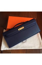 Copy Luxury Imitation Hermes Sapphire Epsom Kelly Cut Clutch Handmade Bag HJ00379