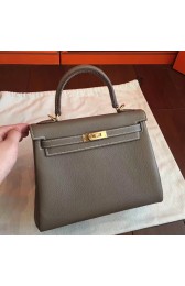 Copy Replica Hermes Etoupe Clemence Kelly 25cm Retourne Handmade Bag HJ01147