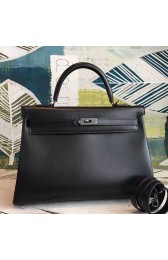 Designer Luxury Replica Hermes All Black Box Kelly 35cm Handmade Bag HJ00569