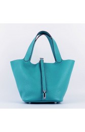 Fake Hermes Picotin Lock Bag In Turquoise Leather Replica HJ00616