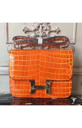 Fake Hot Replica Luxury Hermes Orange Constance MM 24cm Crocodile Bag HJ00274