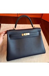Fake Replica AAA Hermes Black Swift Kelly Retourne 32cm Handmade Bag HJ00296