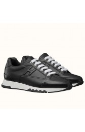 Fashion Hermes Trail Sneaker In Black Calfskin Leather HJ00623