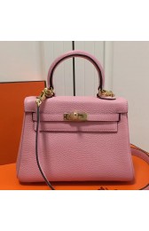 Faux AAA Hermes Pink Clemence Kelly 20cm GHW Bag HJ00904