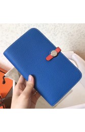 Hermes Bicolor Dogon Duo Wallet In Blue/Piment Leather Replica HJ00848
