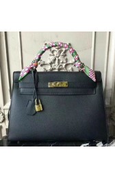 Hermes Black Epsom Kelly 32cm Sellier Bag HJ01258