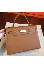 Hermes Brown Epsom Kelly 32cm Sellier Handmade Bag Replica HJ00431