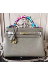 Hermes Grey Clemence Kelly 28cm Bag HJ00164