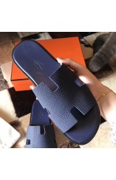 Hermes Izmir Sandals In Navy Blue Clemence Leather Replica HJ00413