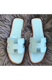 Hermes Oran Sandals In Blue Atoll Epsom Leather Replica HJ00664
