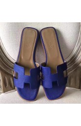 Hermes Oran Sandals In Blue Epsom Leather HJ00010