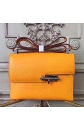 Hermes Yellow Goatskin Verrou Shoulder Handmade Bag HJ00560