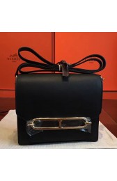 High End Hermes Mini Sac Roulis Bag In Black Swift Leather HJ00966