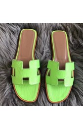 Imitation 1:1 Imitation Hermes Oran Sandals In Apple Green Lizard Leather HJ00711