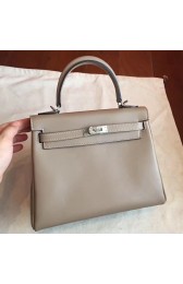 Imitation Cheap Wholesale Hermes Grey Swift Kelly 25cm Retourne Handmade Bag HJ00856
