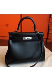 Imitation Hermes Black Box Kelly Retourne 28cm Handmade Bag HJ00695