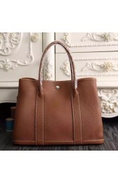 Imitation Hermes Small Garden Party 30cm Tote In Brown Leather HJ01231