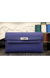 Imitation High Quality Hermes Kelly Longue Wallet In Electric Blue Epsom Leather HJ00542