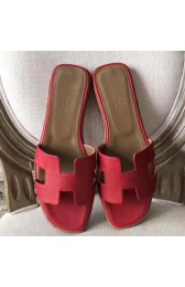 Knockoff Cheap Hermes Oran Sandals In Red Epsom Leather HJ00308