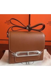 Knockoff Hermes Mini Sac Roulis Bag In Caramel Swift Leather HJ00201