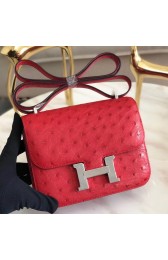 Knockoff Luxury Fake Hermes Mini Constance 18cm Red Ostrich Leather HJ00852