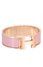 Luxury Cheap Imitation Hermes Pink Enamel Clic Clac H PM Bracelet HJ00815