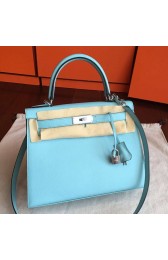 Luxury Fake 1:1 Hermes Blue Atoll Epsom Kelly Sellier 28cm Handmade Bag HJ00251