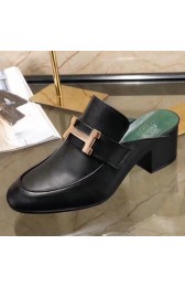 Luxury Imitation Designer Hermes Paradis Mule In Black Calfskin Leather HJ00040