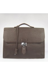 Luxury Replica Hermes Chocolate Sac A Depeches 38cm Briefcase Bag HJ01135