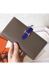 Perfect Hermes Bi-Color Epsom Bearn Wallet Taupe/Electric Blue HJ00483