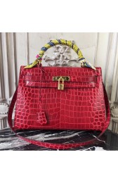 Perfect Hermes Kelly 32cm Bag In Dark Red Crocodile Leather HJ00690