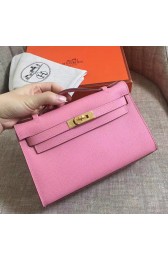 Replica Cheap Copy Hermes Pink Epsom Kelly Pochette Handmade Bag HJ00701