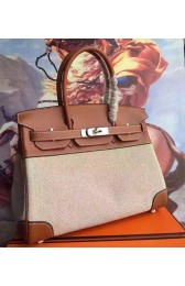 Replica Hermes Canvas Birkin 30cm 35cm Bag With Brown Leather Replica HJ00745