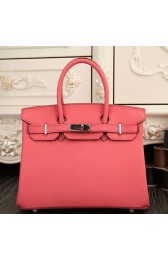 Replica Luxury Hermes Birkin 30cm 35cm Bag In Rose Lipstick Clemence Leather HJ00851