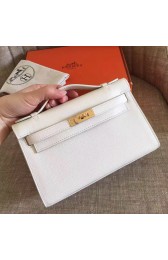 Replica Luxury Hermes White Epsom Kelly Pochette Handmade Bag HJ01277