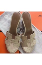 Replica Top Quality Hermes White Ostrich Oasis Sandals HJ00752