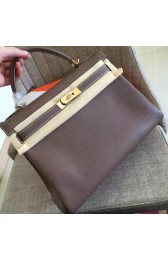 Top High Quality Fake Hermes Etoupe Clemence Kelly Retourne 32cm Handmade Bag HJ01264