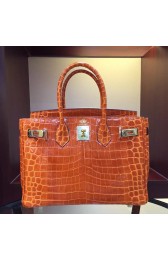 Wholesale Hermes Birkin 30cm 35cm Bag In Orange Crocodile Leather HJ01058