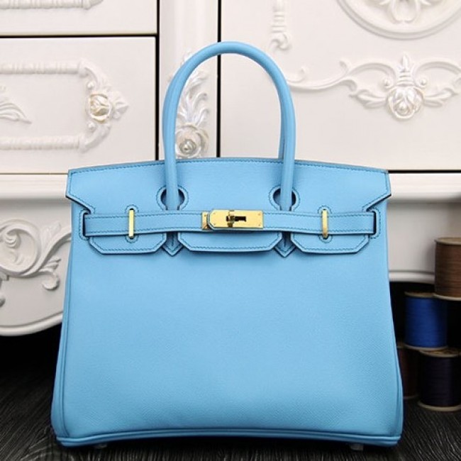 AAA Knockoff Hermes Birkin 30cm 35cm Bag In Light Blue Epsom Leather ...