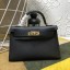 Replica Hermes Kelly Mini II In Original leather 20cm Golden Hardware Black Bag RS26223